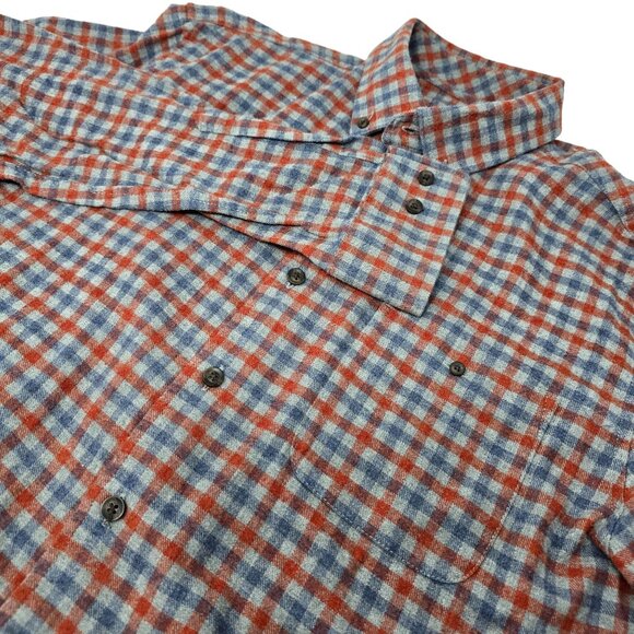 Johnnie o Hangin Out Button-Down Flannel Shirt Medium Long Sleeve Gray Red Plaid - Picture 3 of 9